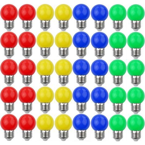BRAVIX Ampoules LED Colorées E27 3W=30W Lumière Décorative et Design 240 Lumens AC220V-240V Lampe de Décoration Couleurs Mélangées Rouge Jaune Bleu Vert - Paquet de 40 [Classe énergétique A+] (1/5)