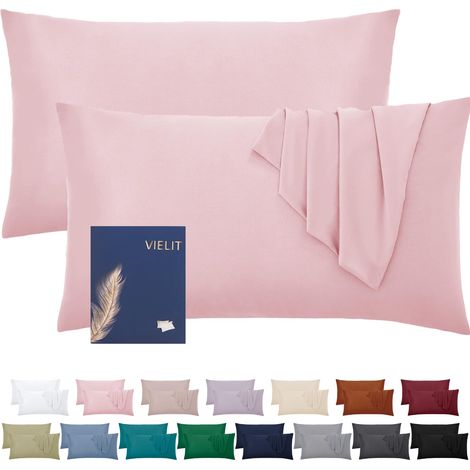 Lot de 2 housses de coussin douces pour oreiller 50 x 70 cm, roses, en microfibre, décoratives, résistantes et hypoallergéniques (1/5)