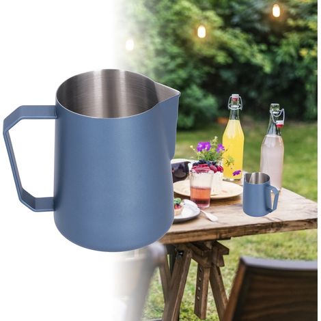 Tasse à café mousseuse en acier inoxydable 304 avec bec verseur, bleue, 600 ml (1/5)