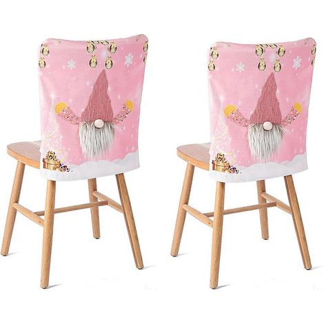 Set mit 2 bedruckten Stuhlhussen für Weihnachten, für Zuhause, Küche und Weihnachtsfeiern (A2) (Hocker nicht enthalten)