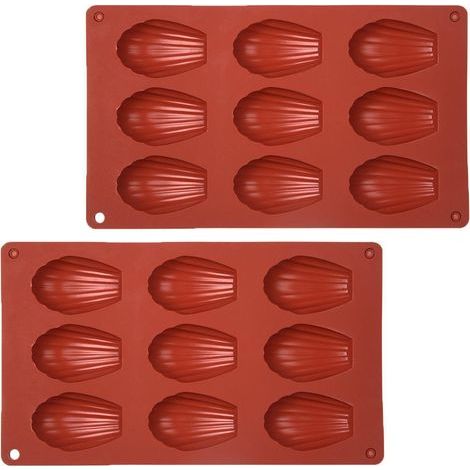Moule À Madeleines - Silicone - 2 Pieces - 9 Cavities - Rouge - Cuisson Au Four - Lave Vaisselle (1/5)