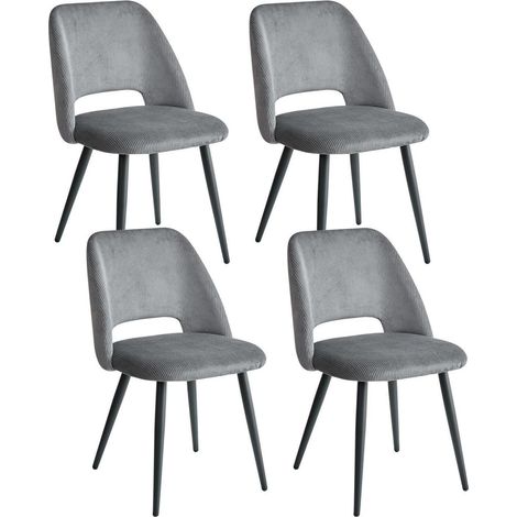 4er-Set Esszimmerstühle mit Cordbezug und Hohlrücken, grau (1/5)