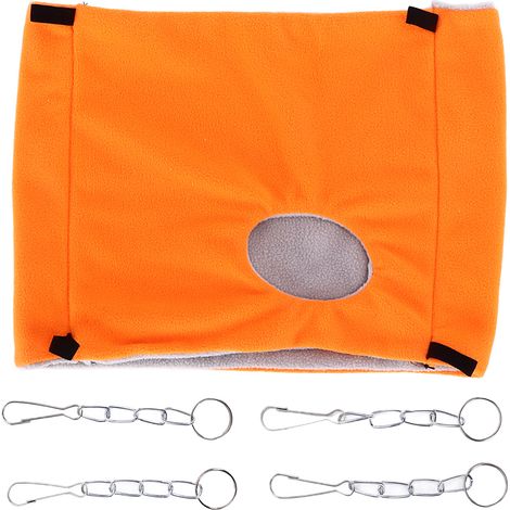 Nid douillet chauffant suspendu pour hamster - Double couche en peluche orange pour cage (1/5)
