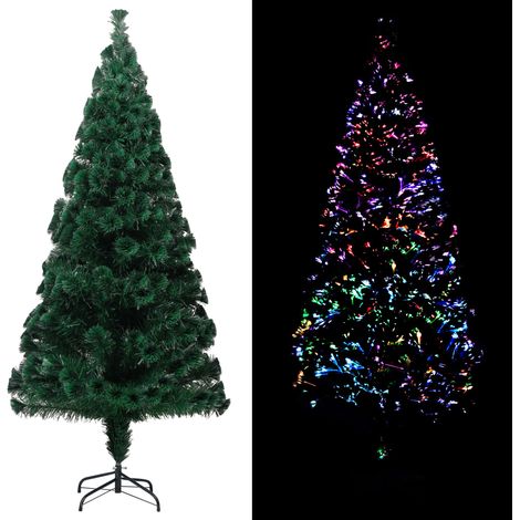 Sapin de Noël artificiel avec support vert 240 cm fibre optique
