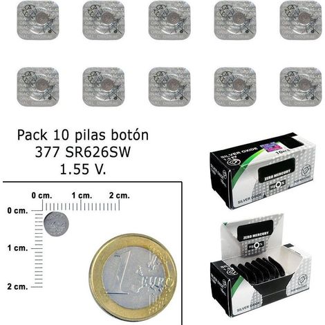 Batteria a bottone all'ossido d'argento 377/SR626SW (confezione da 10 batterie)