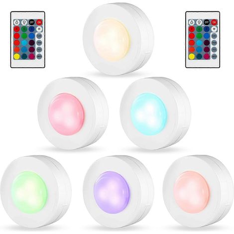 Spot LED blanc chaud 4000K, lampe de placard auto-adhésive à piles avec télécommande sans fil (1/5)