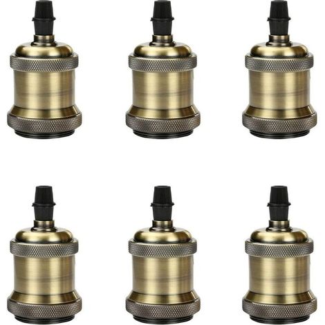 VURAHOME -6 Pcs Vintage E27 Douille de Lampe, Edison Retro Douille Suspension Lampe Adaptateur Laiton Vintage Socket (1/5)