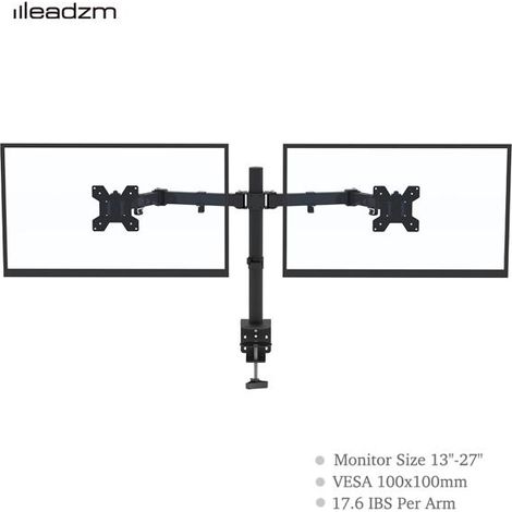 Support TV à double pendule 13-27 pouces, large base, roulement TSNS-03, capacité 8 kg, dimensions 100 x 100 mm, inclinaison à 90°, rotation à 360°. (1/5)
