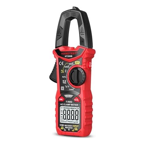 Pince ampèremétrique numérique HT206 NCV 6000 points CC/CA True RMS haute précision, multimètre, testeur automatique de courant, tension et température (HT206B AC Prof)