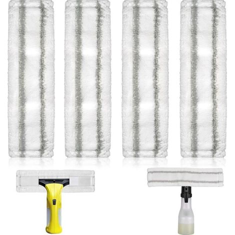 Lot de 4 serpillères de rechange en microfibre pour aspirateur de fenêtre Kärcher WV1 WV2 WV5 - 275 x 70 mm - Élimine efficacement la saleté et les rayures (1/5)