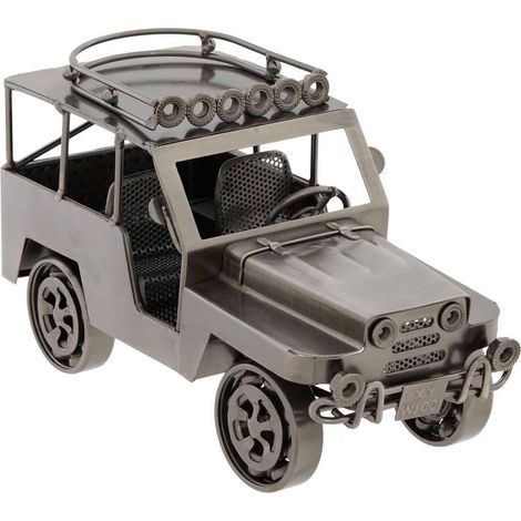 Objet Déco Voiture 4×4 "Imran" 24cm Argent