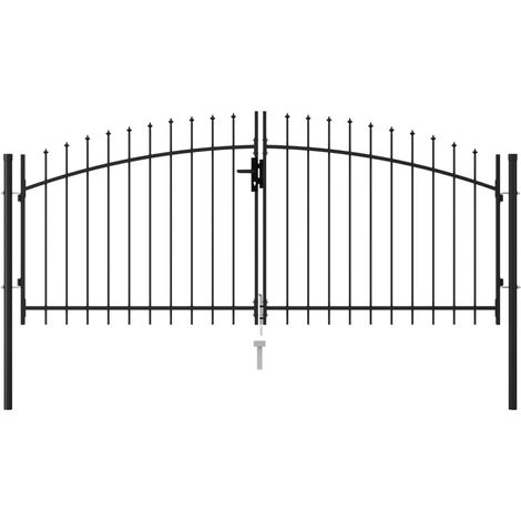 Vidaxl – Portail fer et acier Woerden double porte 299,5 x 174,5 cm – Acier thermolaqué – Pointes de lance – Charnière à boulon