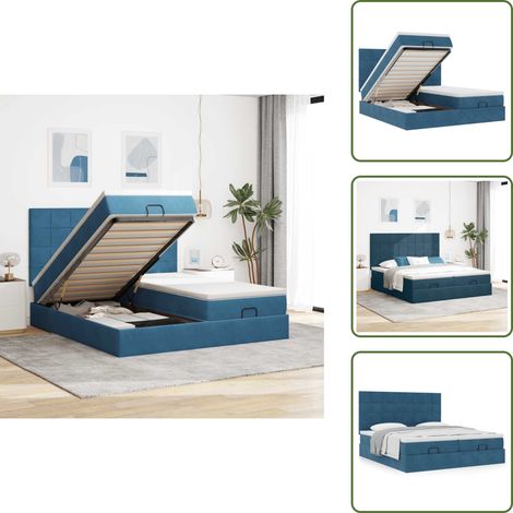 The Living Store Ottoman-Bett mit Matratzen Dunkelblau 180x200 cm Samt - Matratze (1/5)