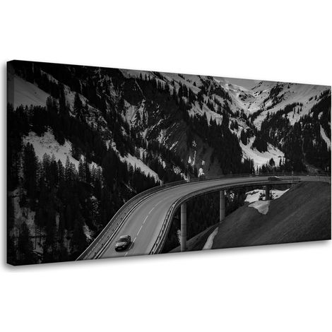 Leinwanddruck Naturstraße durch die Berge 80x40 cm