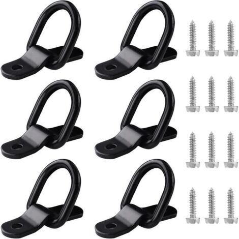Anneau Arrimage - Noir - 6pcs - 400 kg - Installation Facile - Fer Galvanisé