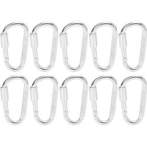 Lot de 10 mousquetons robustes en aluminium avec anneau en D pour l'escalade et le camping (1/5)