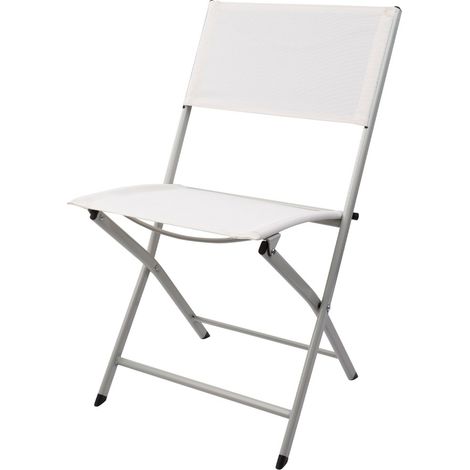 Silla plegable jardín tejido reforzado blanca Aktive (1/5)