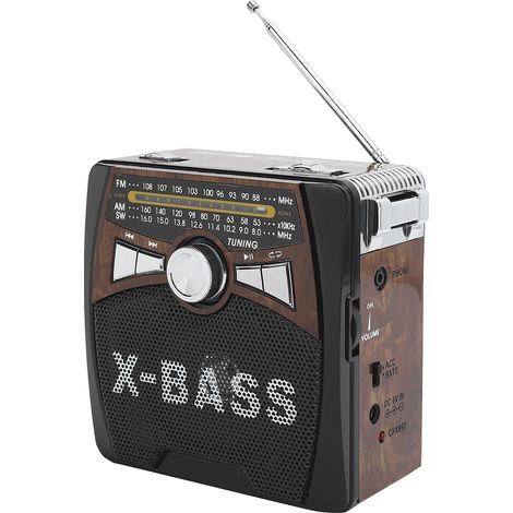 Radio portable FM AM SW USB FullWave avec antenne télescopique 110240V (aspect bois UE) (1/5)