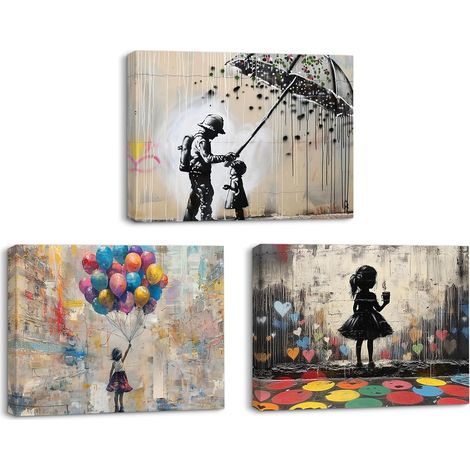 Tableau Sur Toile, Toile Œuvre d'Art Street Graffiti, Affiche De Décoration Moderne Pour Salle De Bain Entrée Couloir Café, 3x30x40cm(90x40 Cm), Facile à Accrocher (1/5)