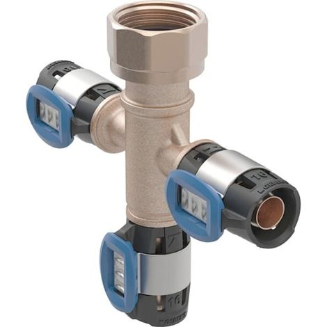 Geberit Verteilerspinne mit FlowFit Pressanschlüssen, 16 x 3/4", 3-fach (1/3)