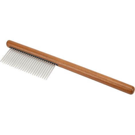 Peigne pour chats et chiens - Enlève les poils morts - Peigne en bois réutilisable pour animaux de compagnie - Dents longues et espacées (pour poils longs) (1/5)