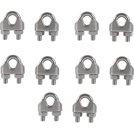 M8 Serre-câbles Etrier U Boulon Clip de Câble 304 Acier inoxydable Selle de pince de Câble Câble métallique Clips pour etendoir linge exterieur10PCS (1/5)