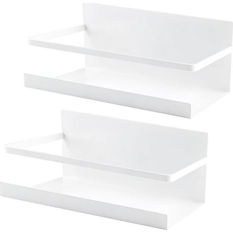 Étagère Magnétique Frigo Lot 2 pour Épices Organisateur Cuisine Économiseur Espace - Blanc Aucunely (1/5)