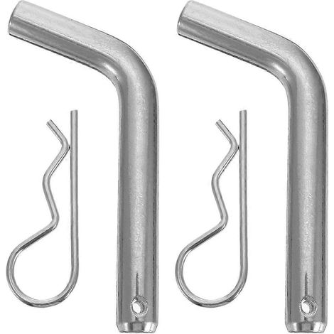 2 jeux de goupilles d'attelage 5/8 pouce, goupilles et clips pour attelage de remorque, accessoires d'attelage de remorquage-13.5X6X1.8CM-Silver (1/3)