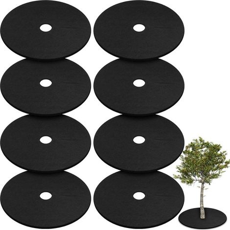 Lot de 8 tapis de protection en tissu non tissé épais réutilisable pour arbres, barrière de racines d'arbre pour le contrôle des mauvaises herbes