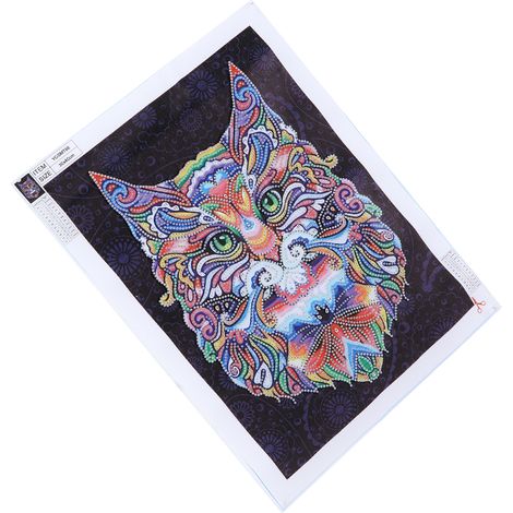 Peinture strass motif animal aux couleurs lumineuses, décoration murale à faire soi-même (1/5)