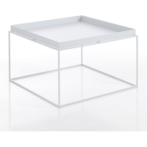 Tavolino da esterno in acciaio bianco H.40 x L.60 x P.60