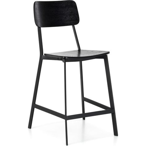 Woody - Sgabello in legno nero - Set da 2 pz