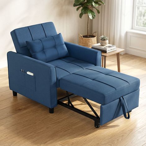 Fauteuil pliant avec dossier et coussin réglables, bleu (1/5)