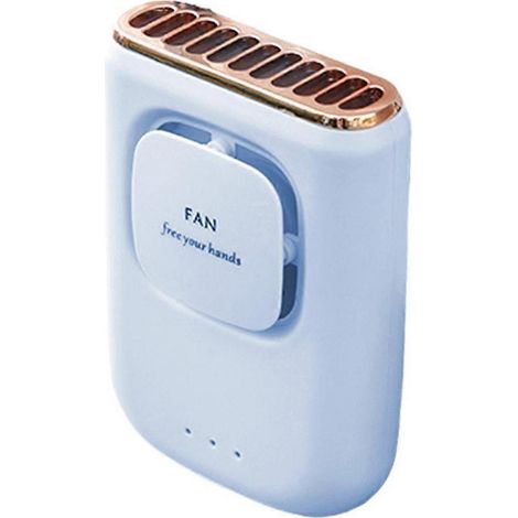 Ventilateur portable, ventilateur de taille personnel, ventilateur mains libres à porter autour du cou, ventilateur de ceinture portable pour le camping, les chantiers, bleu (1/5)