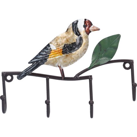 Accroche-porte clés oiseau brun, crochet en fer forgé créatif sans trace pour porte (1/5)