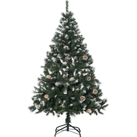 Albero di Natale artificiale, 676 rami, 41 pigne, punte innevate, ignifugo, 150 cm