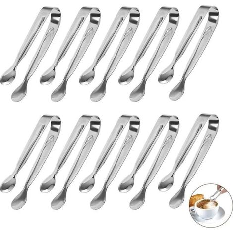10 Pcs Pince Bonbon,Pelle Glace, Pince a Sucre Glace, Inoxydable Pince, pour Glace, Sucre, Biscuit, Bar, Buffet, Grill (1/4)