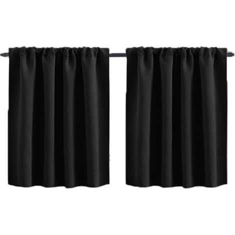 Tenda oscurante a 2 pannelli per finestre piccole, ideale per camera da letto, cucina, camper e cantina (76x60 cm, nera) (1/5)