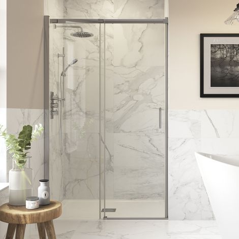 Signature Icon Semi-Frameless Sliding Shower Door 1000mm Wide - 8mm Glass (1/5)