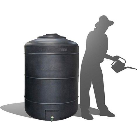 Récupérateur Eau de Pluie Hors-sol Rond 1000 Litres DS Eau Gris Anthracite Garantie 5 ans (1/2)