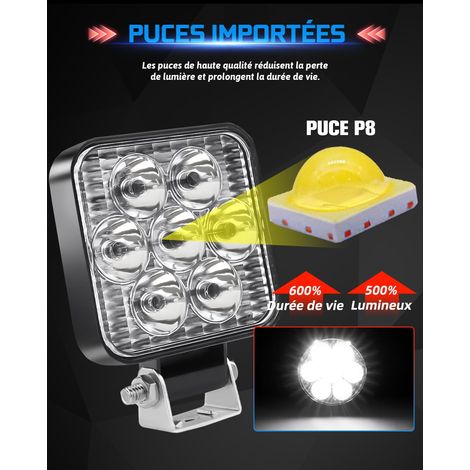 Faro da lavoro a LED da 2,5 pollici e 24 W, 12 V e 24 V, 4 fari da lavoro a LED quadrati IP68 6000 K per veicoli fuoristrada, ATV, berline, UTV, SUV, camion, motociclette, macchinari agricoli, trattor (1/4)