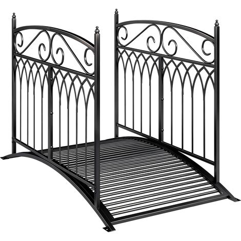 Puente de jardín decorativo 135.5 x 74 x 91 cm barandilla segura resistente a la intemperie estilo clásico de metal negro 210005705 (1/5)