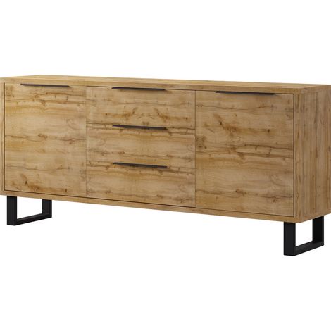 Buffet 2 ante 3 cassetti Eden marrone e metallo 83cm
