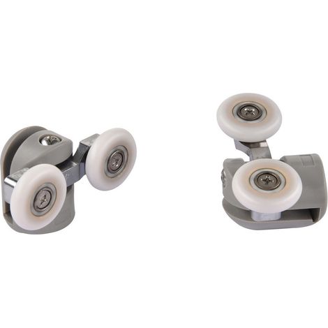 Coppia cuscinetti doppia ruota attacco superiore in nylon grigio vetro 4-6 mm Ø23 mm
