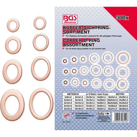 300 giunti in rame BGS Technic da 5x9 a 28x36