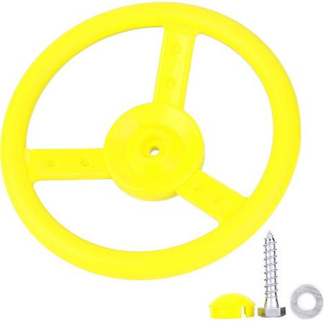 Volant de jeu en plastique jaune pour balançoire - Accessoire aire de jeux extérieure (1/5)