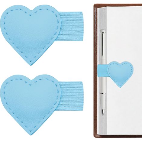 Lot de 2 marque-pages magnétiques en cuir avec porte-stylo Fermoir magnétique puissant en forme de cœur, idéal pour les livres, cadeau multifonctionnel pour les lecteurs, les femmes et les (1/5)