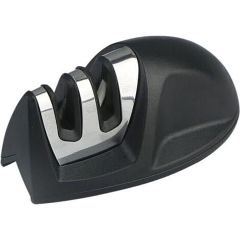 Professional Kitchen Sharpener 2 in 1 Manual Sharpener for Stainless Steel and Ceramic Knives of All Sizes, Black Anti-Slip Base (1/4)