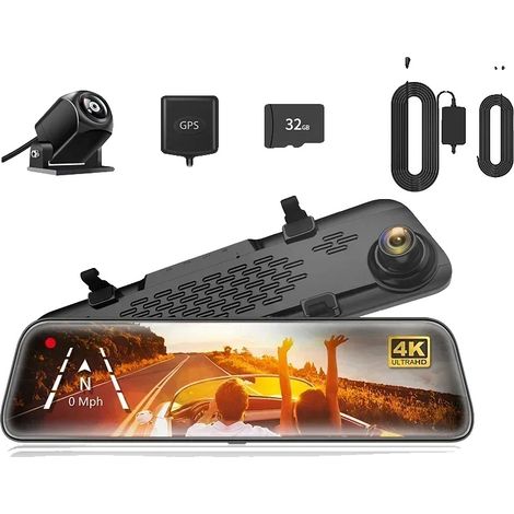 Dashcam, risoluzione 4K, sistema a doppia telecamera, kit cablato 4K, 32 GB (1/2)