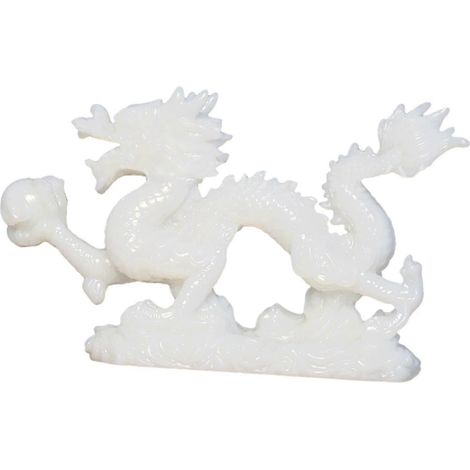 Statue de dragon chinois, petite figurine décorative en résine, ornements miniatures d'animaux, décoration de bureau ou d'intérieur, artisanat-White